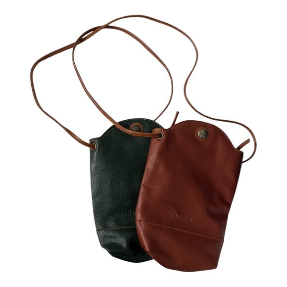 Lot of 2 Heroing Faux Leather Crossbody Bags – Brown & Dark Green – Small Sling - Picture 1 of 8